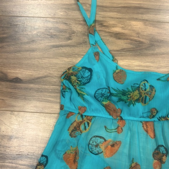 VOLCOM | Stephanie Cherry teal chiffon open back sleeveless top/blouse/tank - Picture 2 of 7